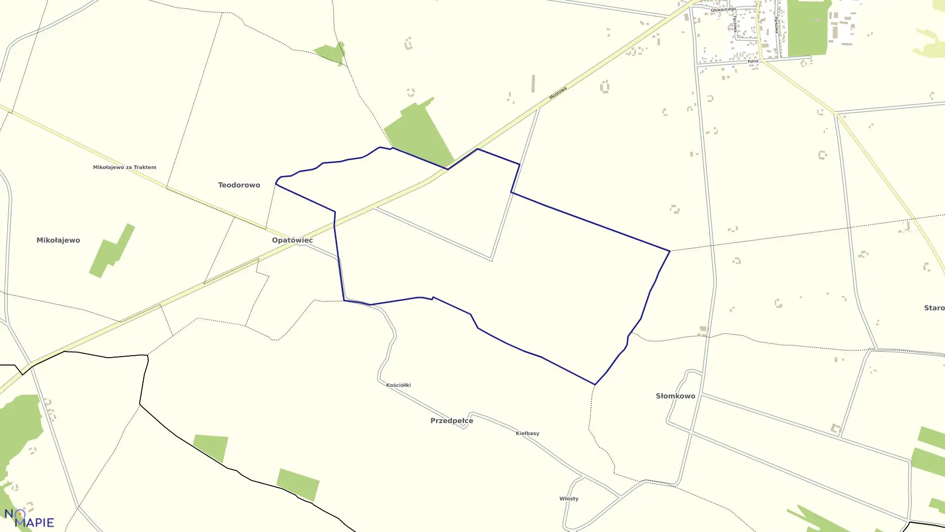 Mapa obrębu PGR OPATÓWIEC w gminie Staroźreby